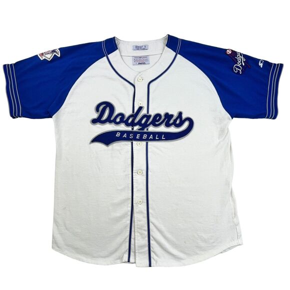 VTG Los Angeles Dodgers Starter Jersey XL Cursive Spell Out 3D World Series MLB